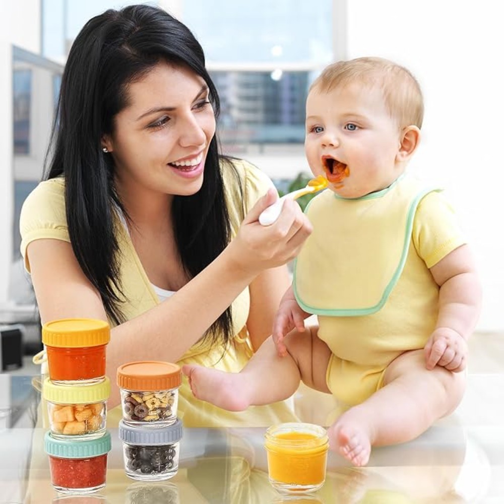 Baby Food Jars With Lids - Set di 6 Barattoli in Vetro