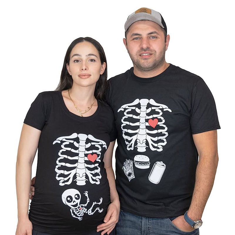 Baby Food Age - Maternità Halloween Skeleton t-shirt coppia X-ray