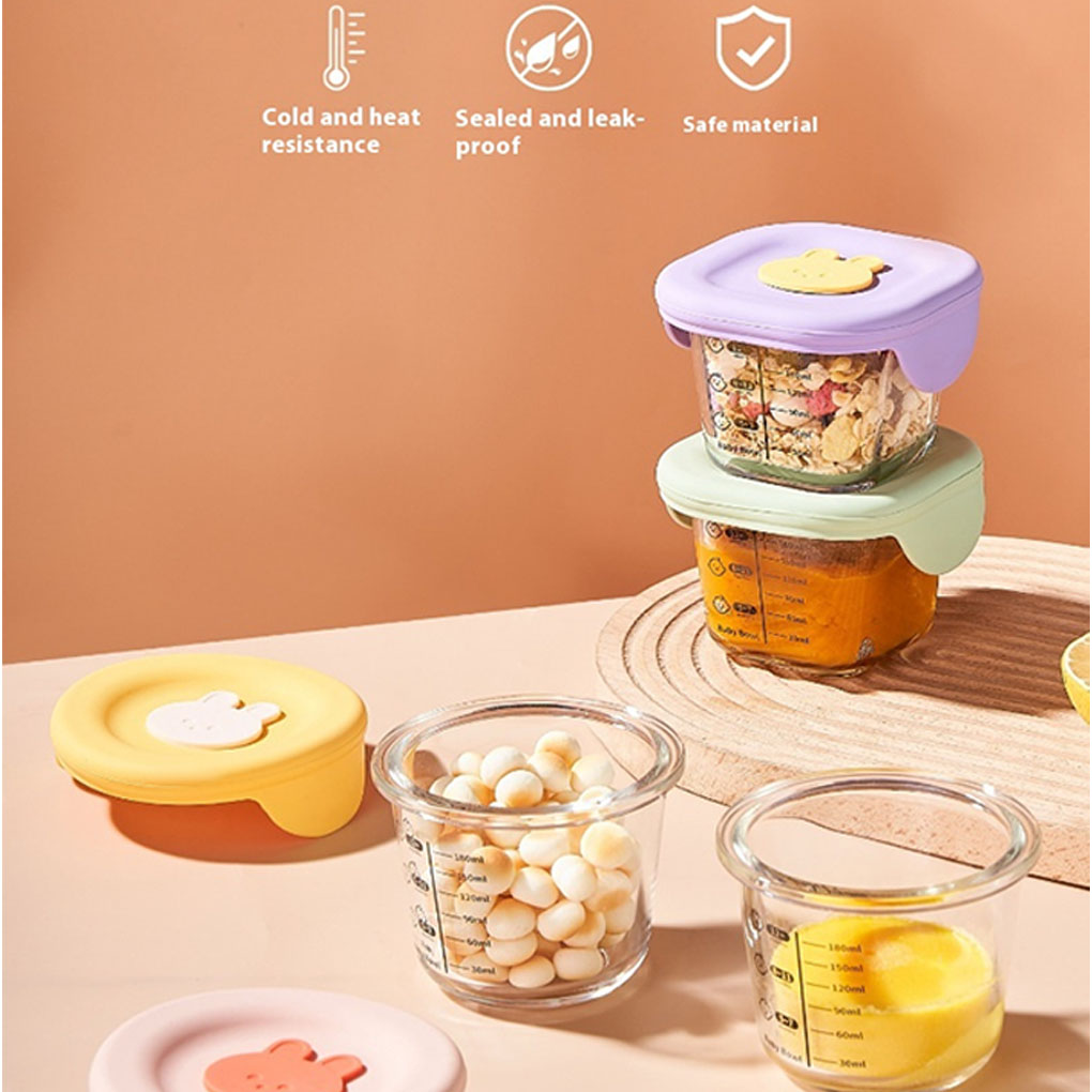 Baby Food Jars With Lids - Set di 4 Contenitori in Vetro